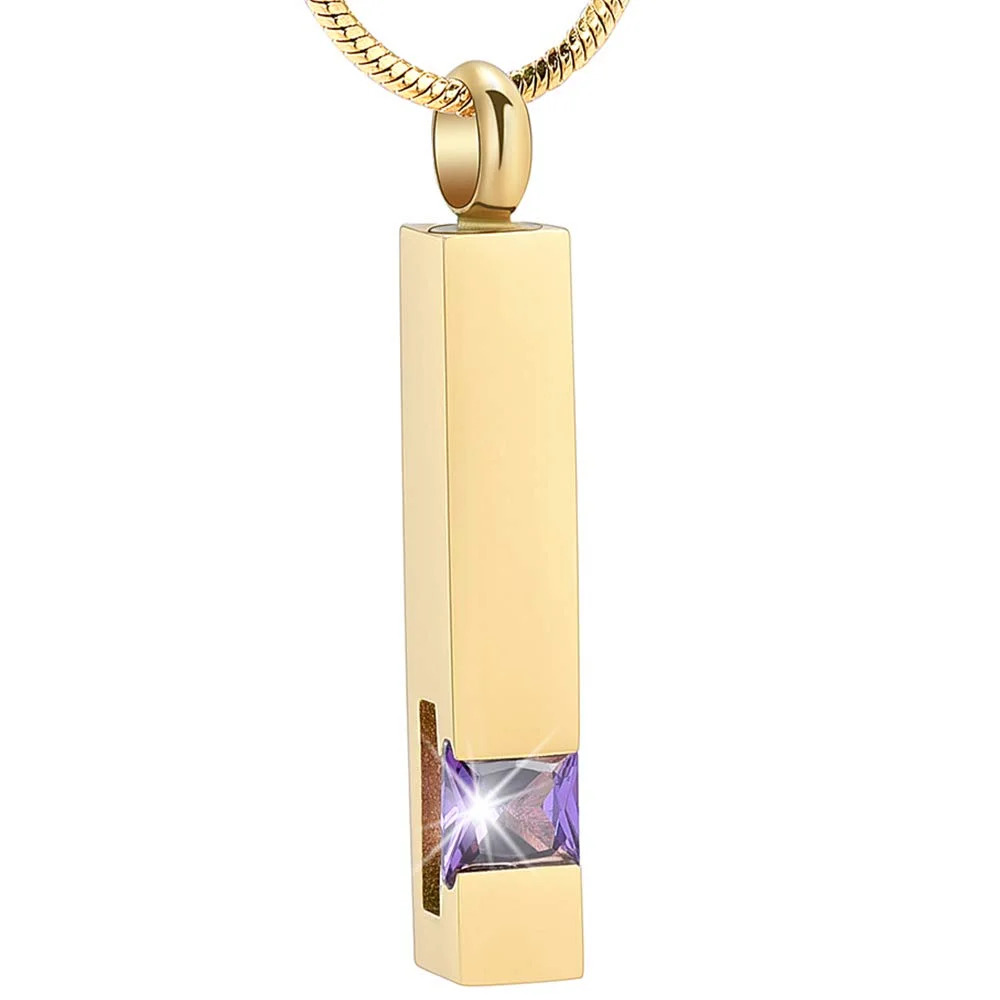 

Gold Cremation Jewelry for Ashes Necklace Stainless Steel Crystal Bar Charm Urn Pendants Ashes Cube Memorial Keepsake Jewelry