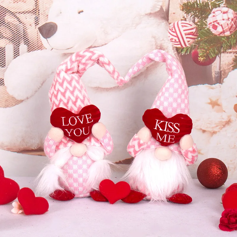 

2022 Valentine's Day Decoration Ornaments Toys Dwarf Rudolph Doll Spouse Gift Wedding Venue Layout Navidad Home Decor Ornaments