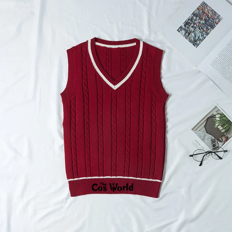 S-XXL Uomini di Autunno Della Molla Delle Donne Senza Maniche Stripes Knit Gilet Pullover Collo a V Maglie E Maglioni per Jk Scuola Studente Uniforme vestiti