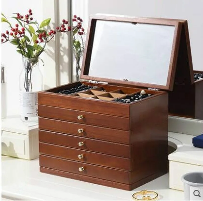 

Upgraded version Wood Jewelry Box Storage Gift Display Box Jewelry Lagre Gift Box Packaging casket marriage gift box WF