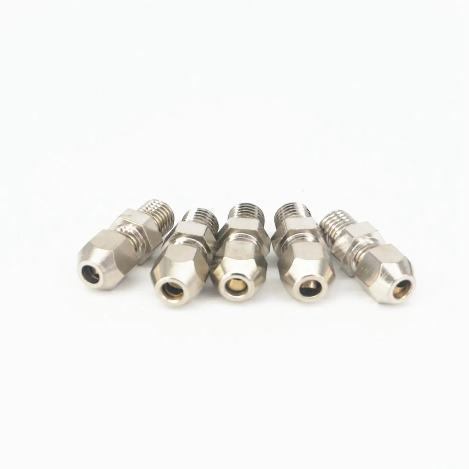 5 Pcs M5/M6/M8 Male Naar 4 Mm/6 Mm Vernikkeld Messing Compressie Unie Fitting