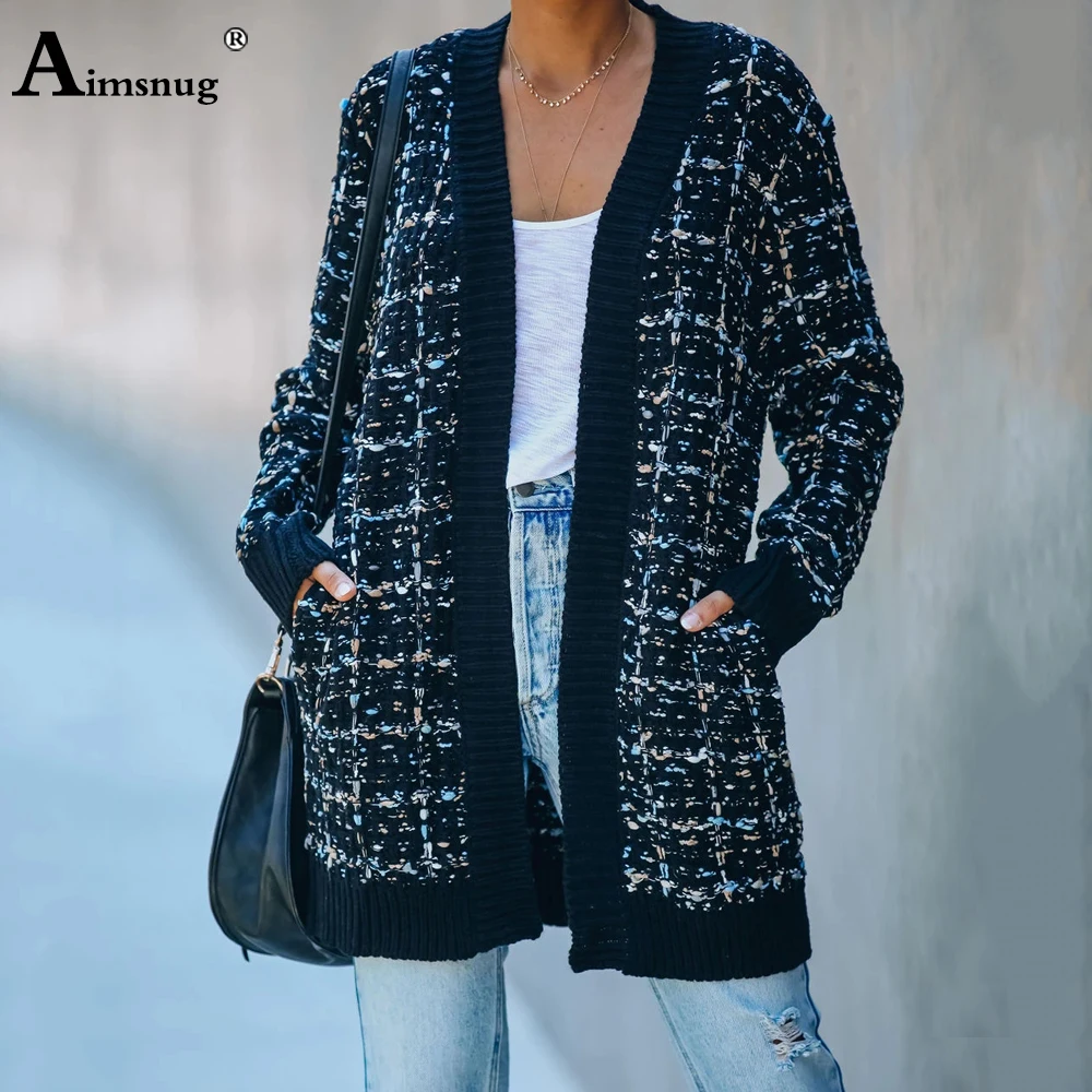 

Aimsnug Fashion Long Cardigan Sweaters Top Women's Long Sleeve Autumn Winter Tunic 3D Print Sweater Coats Women Clothing 2021