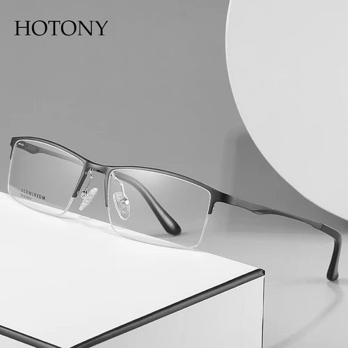 Gafas de aleación para hombre y mujer, anteojos de media montura con montura, gafas graduadas ópticas, con receta, novedad