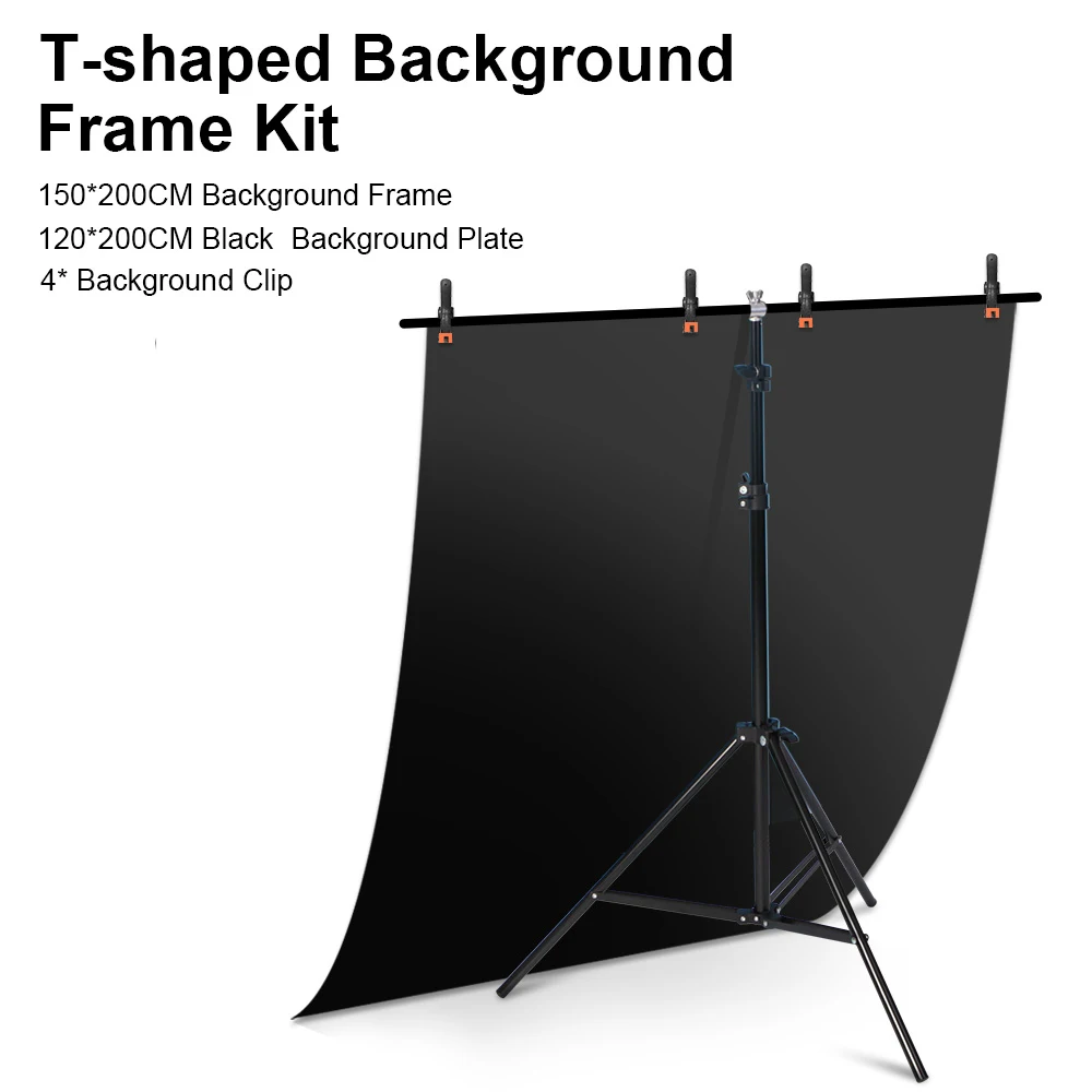 150x200cm Photography Backdrop T-shaped Background Frame Support Stand System With 120X200cm Backdrop For photo studio