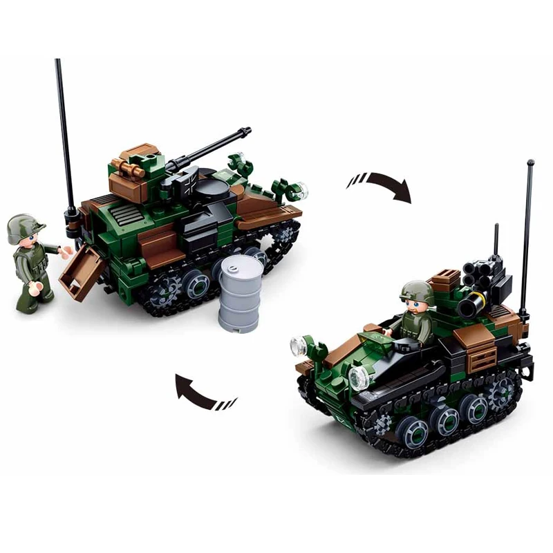 SLUBAN Deutsch Militär WIESEL 1 Airborne Tank Modell König MOC Bausteine Kit Armee Soldat Bricks Classic Toys Für Kinder jungen