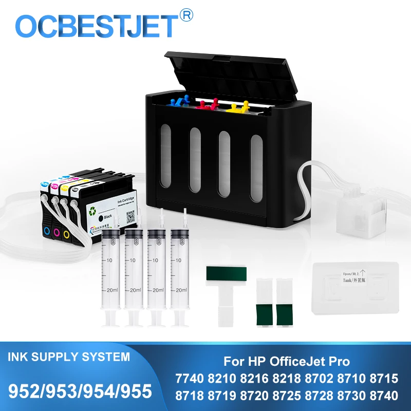 

For HP 952 953 954 955 952X 953X 954X 955X CISS Continuous Ink Supply System For HP Officejet Pro 7740 8210 8710 8720 8730 8740