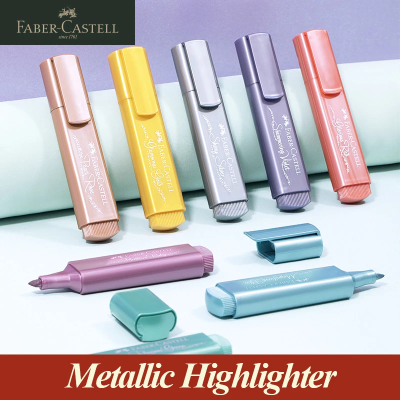 

Faber-Castell Metallic Highlighter Markers Painting Art Highlighter Pen Drawing Bright Marker Writing For Student Supplies Set