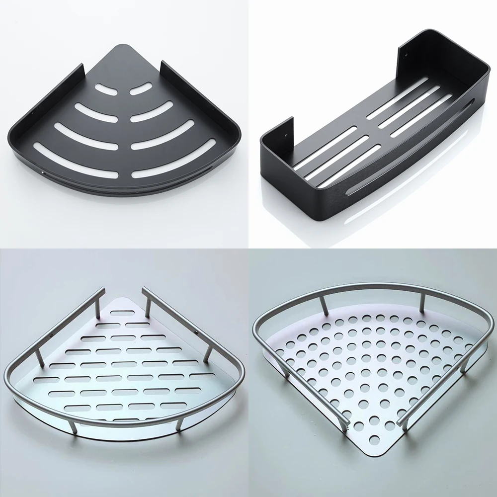 MOL Aluminum Bathroom Shelf Shower Shampoo Soap Cosmetic Shelves Black Golden Color Bathroom Accessories  Rack Holder OT001 image 4