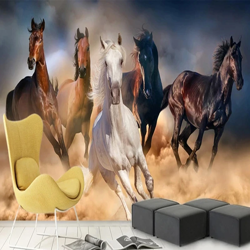 Custom Mural Wallpaper 3D Stereo Horse Animal Wall Painting Living Room Study Classic Home Decor Fresco Papel De Parede 3D