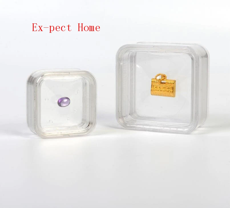 100PCS 55*55mm Transparent Floating Display Case Earring Gems Ring Jewelry Suspension Packaging Box PET Membrane Stand Holder