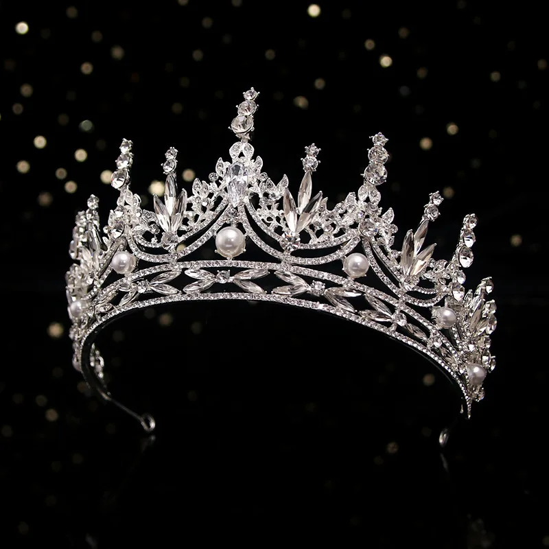 Bride Alloy Rhinestone Crown Headdress New Baroque Crown Wedding Dress Accessories Jewelry Birthday Hair Accessories