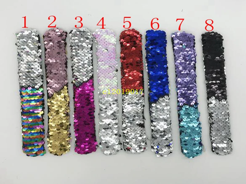 

Slap Bracelets For Girls Boys Bling Bling 17 Colors Sequins Mermaid Bracelet Kids Shine Party Wristbands Birthday Gift Free Ship