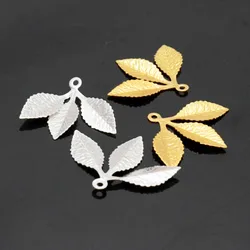 20Pcs Filigree Leaves Leaf Metal Crafts Decoration DIY Findings 2.3X3.0cm (2 COLOR)