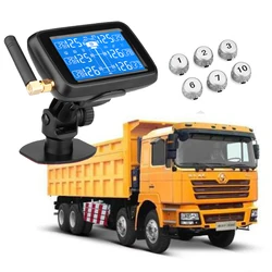 Universal Truck BUS Wireless TPMS Tire Pressure Monitoring System Color LCD Display With 6 External Sensors