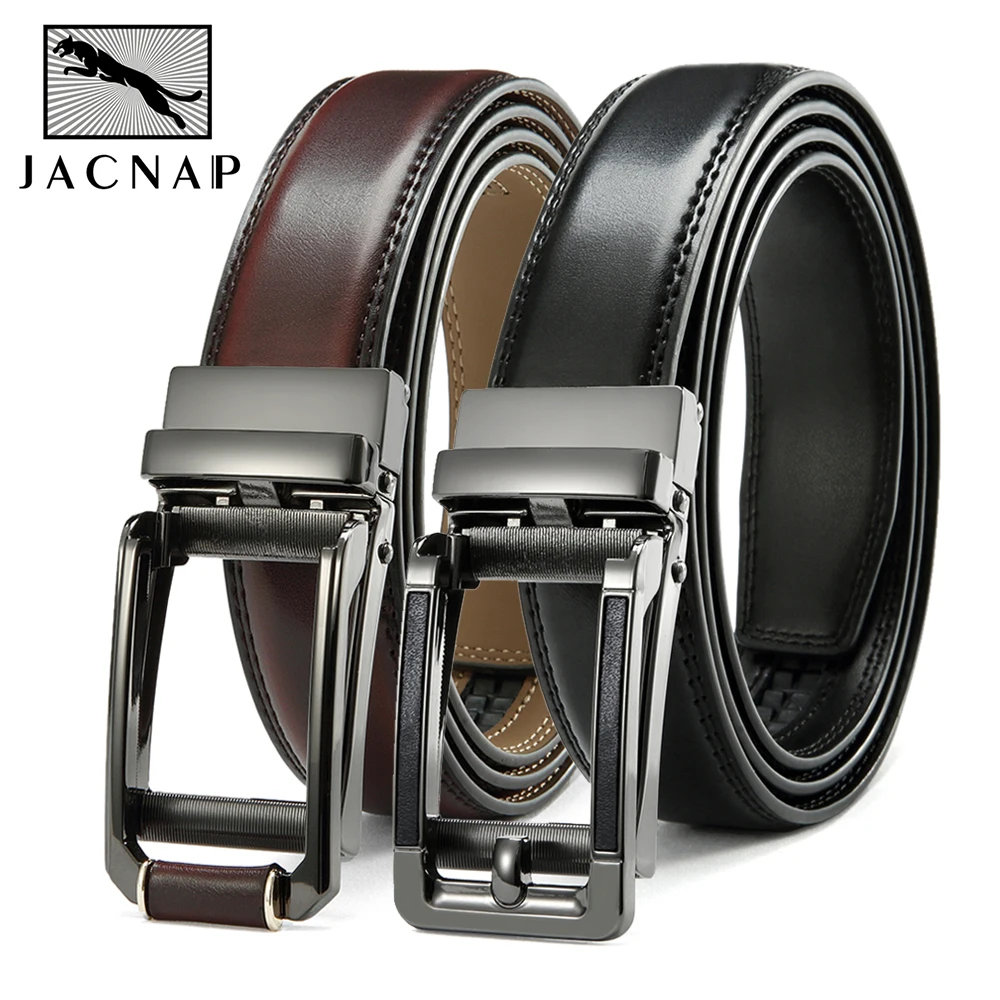 JACNAIP Ratchet Leather Mens belt Cowhide Jeans Multicolor Automatic adjustable Belts Metal Buckle Belts for Men ремень мужской