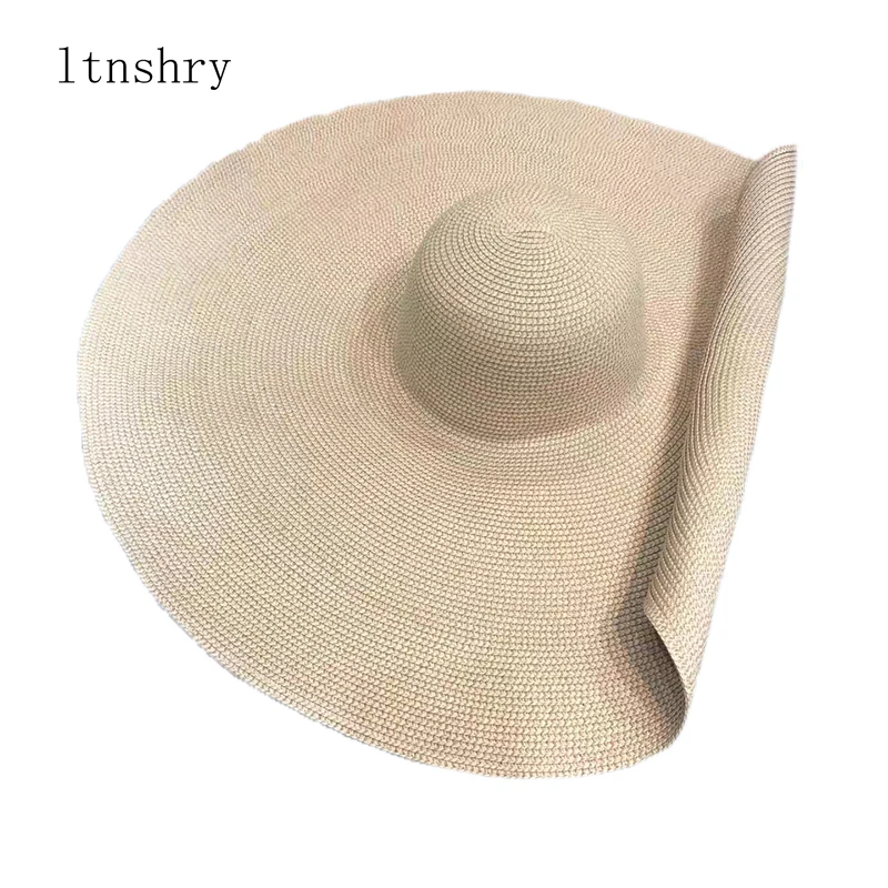 

Summer 25CMWide Brim Oversized Beach Hats For Women Large Straw casual vacation Panama Hat UV Protection Foldable Sun Shade Hat