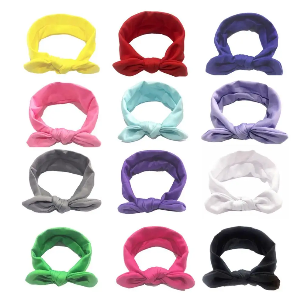 1pc bow baby girls headbands Hot selling European and American Baby hair band Stretch cloth bunny ears headband baby headdress