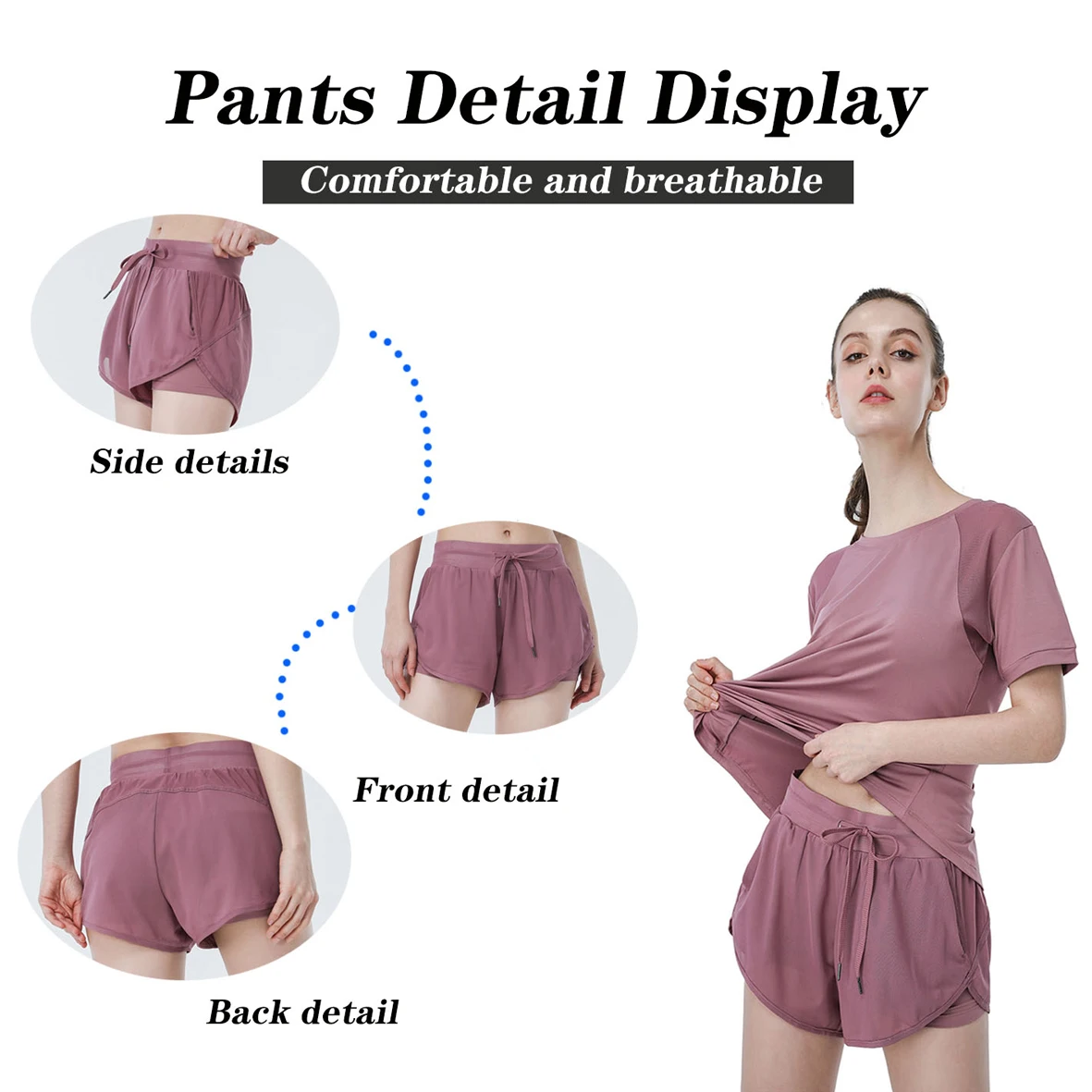 Pantalones cortos de Yoga atléticos para correr para mujer, pantalones cortos de entrenamiento para gimnasio, cintura elástica, de secado rápido, holgados con cordón y bolsillos