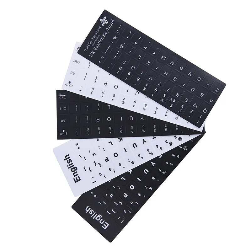 

English Keyboard Replacement Stickers White on Black Any PC Computer Laptop