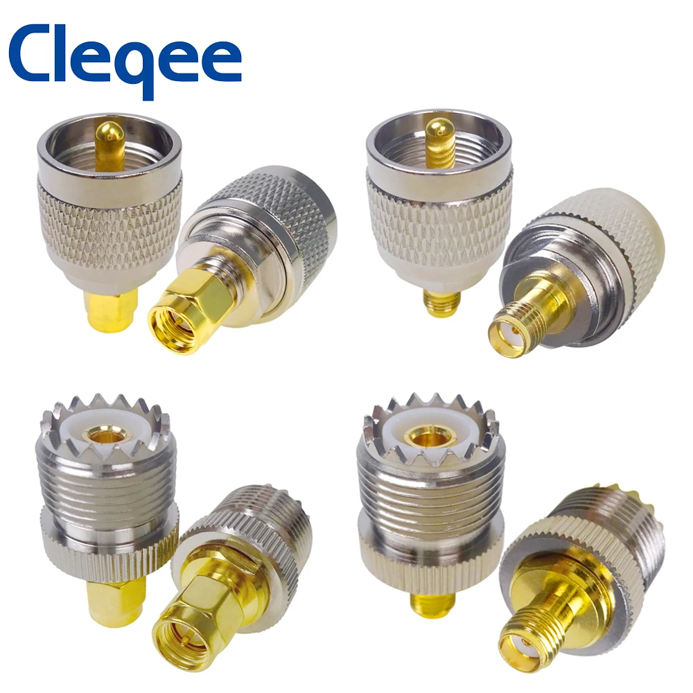 Cleqee UHF-SMAอะแดปเตอร์SMAหญิงชายUHFชายPL259 SO239เชื่อมต่อRF Coax Coaxial Adapter 1PC