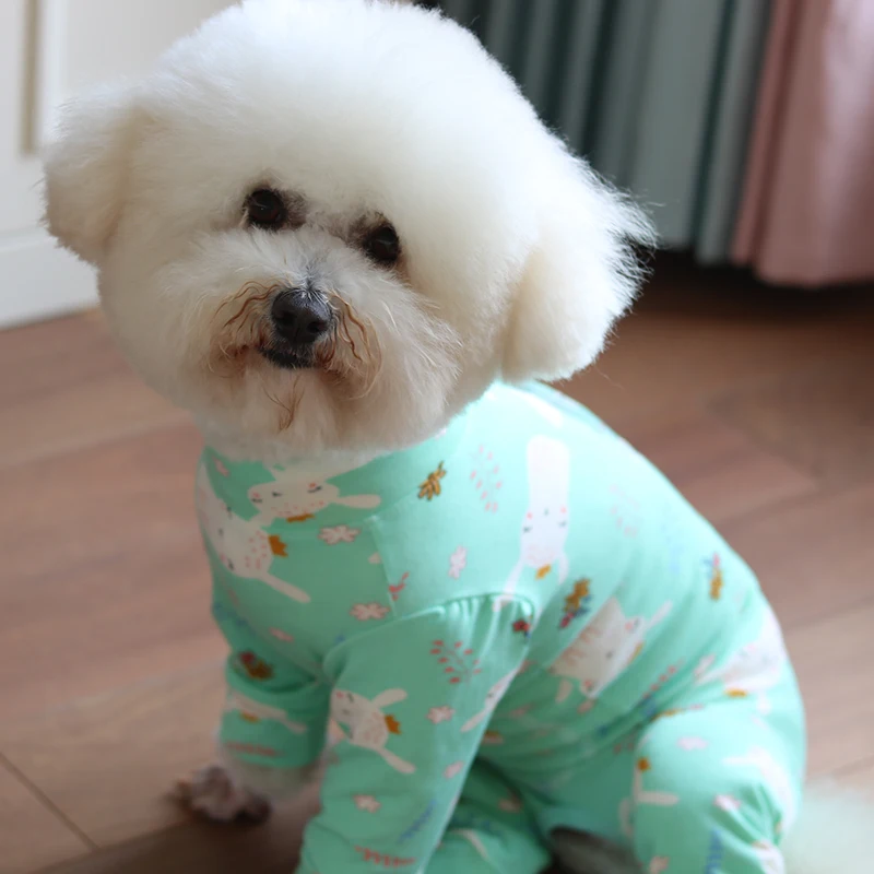 Pet Dog Jumpsuit 100%Cotton Puppy Clothes Thin Printed Overalls Protect Belly Pajamas For Small Dogs Chihuahua Poodle Home Wear