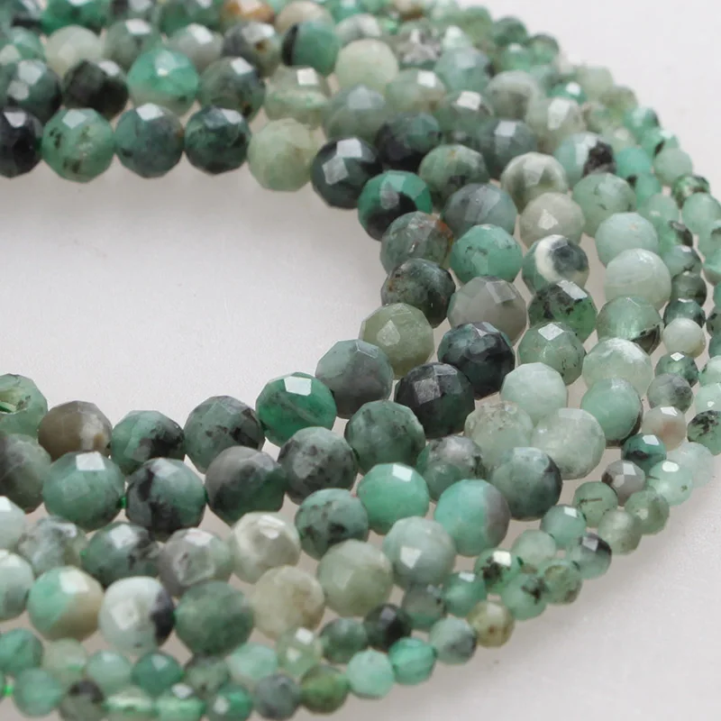 

100% Natural Stone Beads Small Faceted Emerald Loose Beads 2 3 4mm Gemstone For Bracelet Necklace Jewelry Earrings Making