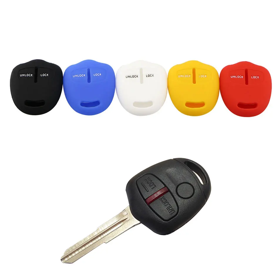 Silicon 2 Button Car Key Case Holder Cover Keychain for Mitsubishi Outlander Colt Lancer Grandis Pajero Remote Key Protector