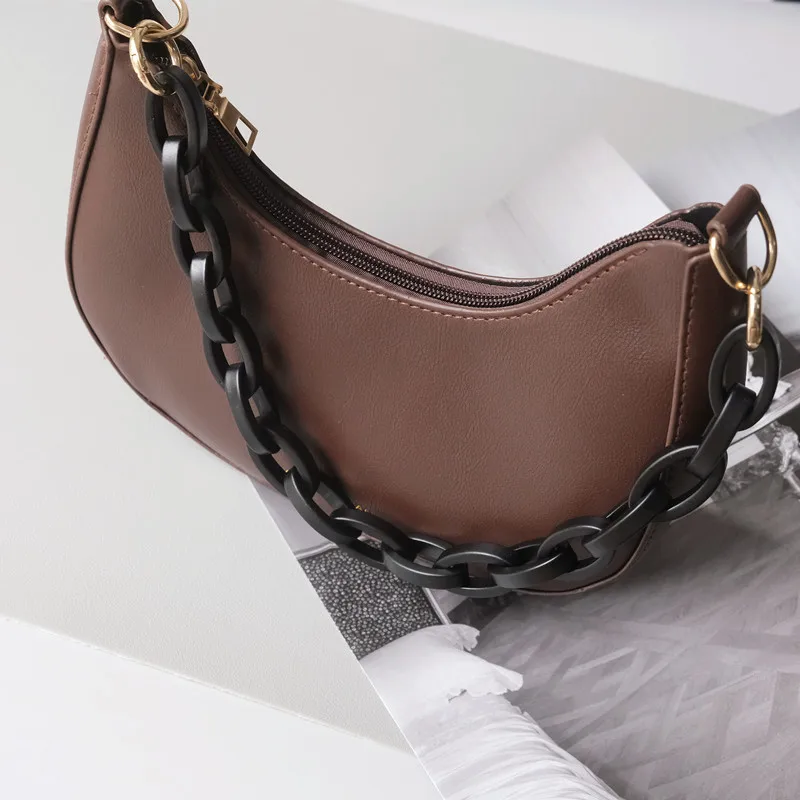 Vintage New Woman Bag Accessory Detachable Parts Replacement Chain White Brown Resin Luxury Strap Women Acrylic Shoulder Chains