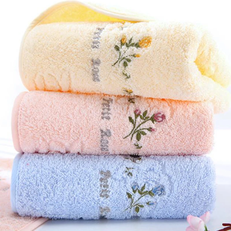 

33x74CM 3 Pics Pure Cotton Towel Wash Face Household Man Woman Handkerchief Couple Adult Embroidery Soft Water Absorption