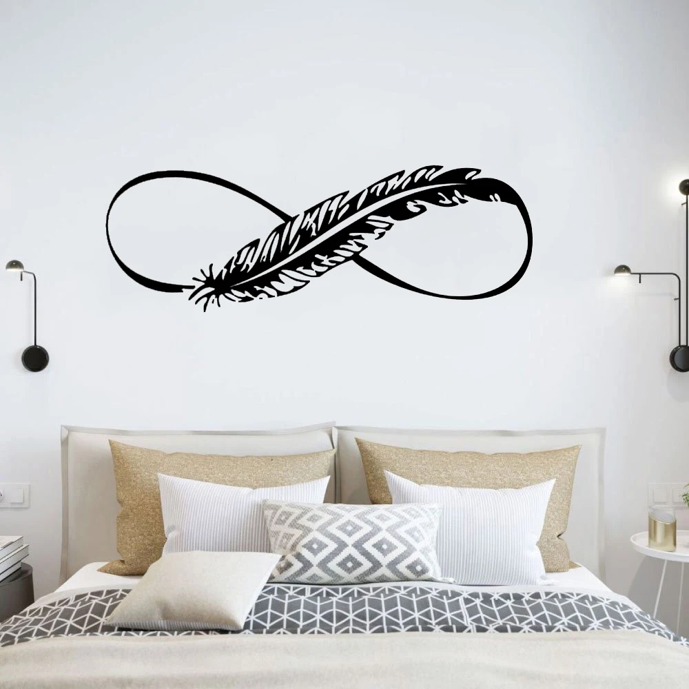 Art Vinyl wall sticker Feather Infinity Sign Removeable Boho Bedroom Car Window Room Decorative Decal Poster