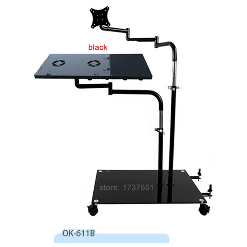 OK610 OK611 Bedside Moving Laptop floor Stand Adjustable Sofa Computer Monitor Mount +Keyboard Holder Rotating Laptop Table