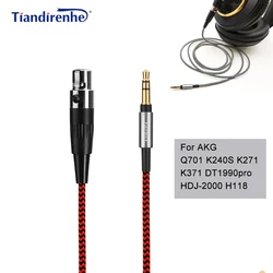 New Headphone cable For AKG Q701 K240S K271 K371 DT1990pro HDJ-2000 H118 High purity 6N 0FC 99.999% XLR oxygen-free copper cable