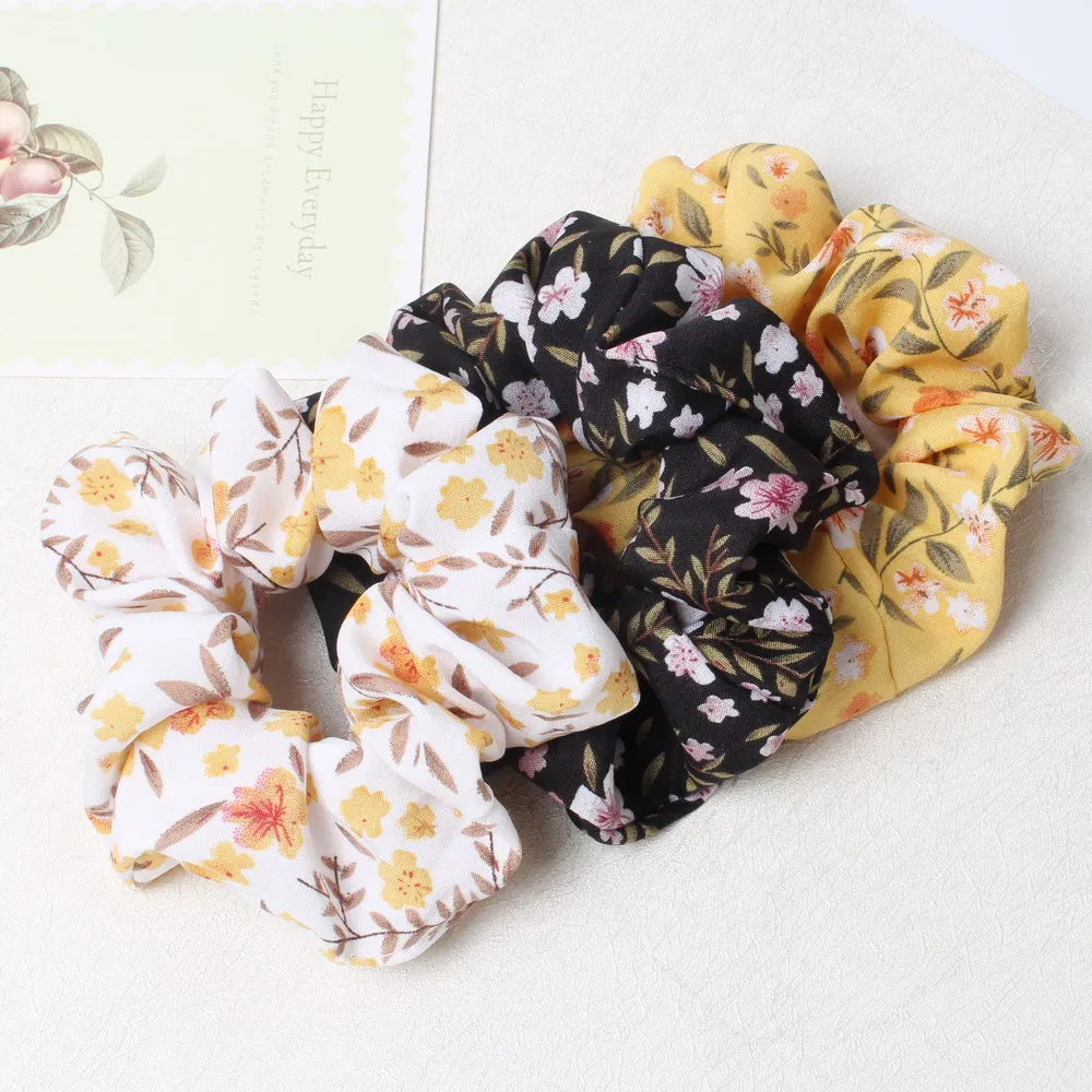 3pcs/lot Flower Elastic Scrunchies New Hot Ponytail Holder Hairband Hair Rope Tie Fashion Stipe For Women Girls Hair Accessories