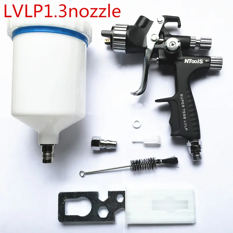 Imagem -02 - Spray Gun1.3 1.4 Bico Lvlp Pistola de Proteção Ambiental Pistola com Tanque t Reparação Pintura do Carro Pistola Pulverizador Preto T55p