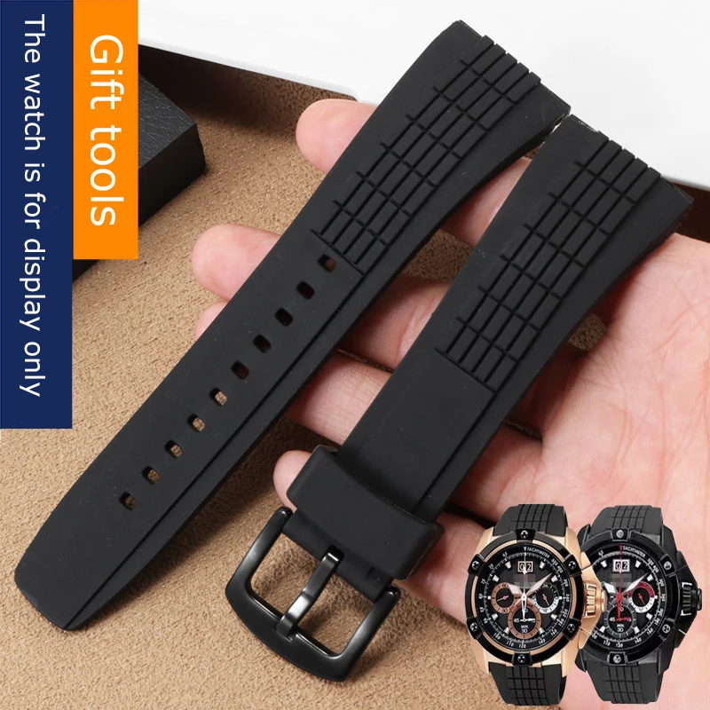 

Substitute Seiko VELATURA Series Rubber Silicone Watchband 26mm Black With Pin buckle Strap Men's Bracelet