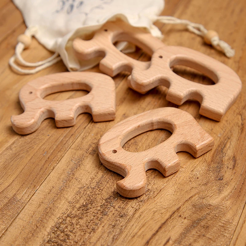 Let\'s Make 1PC Baby Teether Animal Wood Rings Unicorn Camera Hedgehog Food Grade Wooden Teether Nursing Pendant Teething Toys