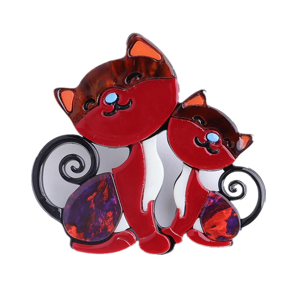 Fashion Cartoon Cat Acrylic Brooch Pins For Women Girl Lovely Resin Animal Badge Pins Party Jewelry Costume Accessories Brooches