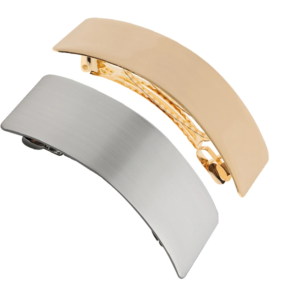 Fashion Metal Barrette Curved Automatic Hairpin French Large Rectangle Hair Spring Ponytail Holder Hair Clip Accessories