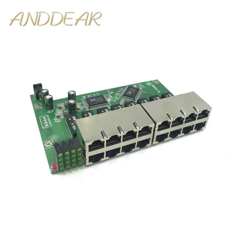 OEM 10 / 100mbps RJ45 16Port Fast Ethernet Switch module Lan Hub US EU Plug 5v Adapter Power Supply Network Switch motherboard