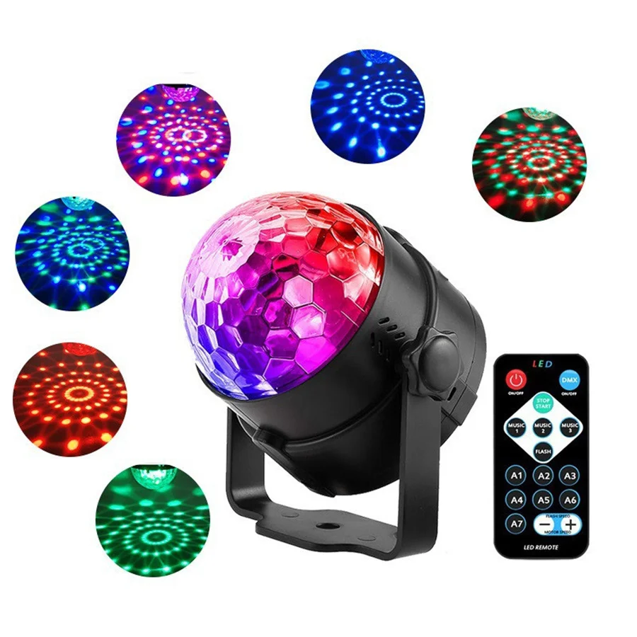 

Colorful Sound Activated Rotating Disco Ball Stage Lights Laser Projector Night Light Christmas Party Wedding KTV led lamp Gifts