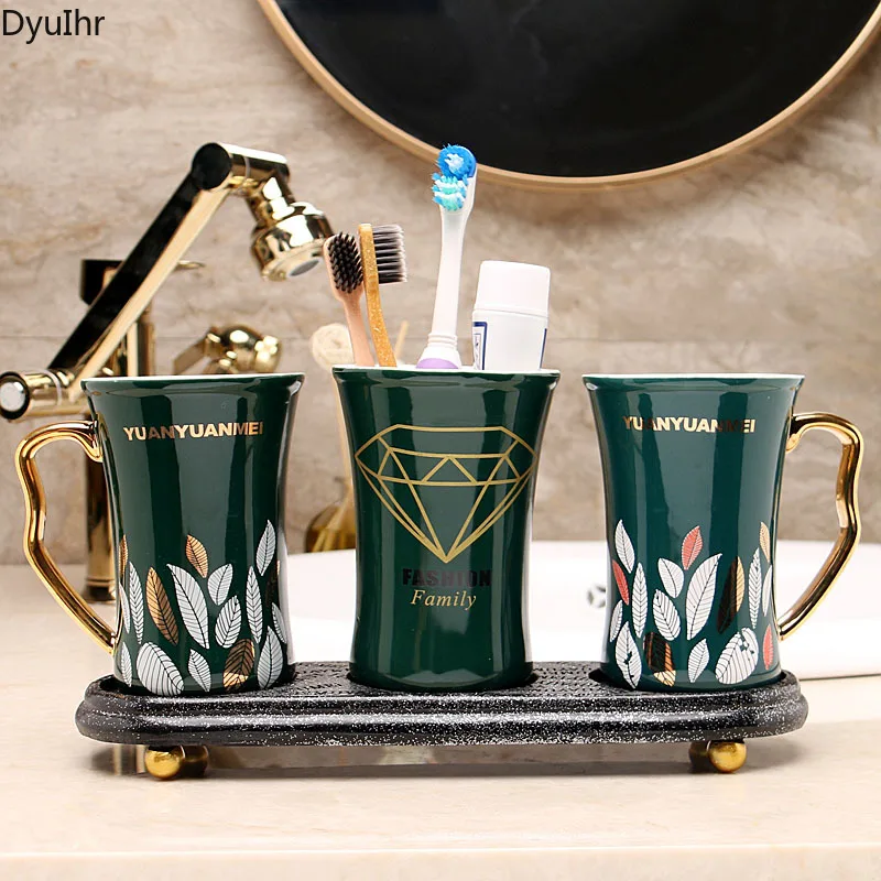 Bathroom accessories simple decal ceramic bathroom toothbrushing cup mouthwash cup toothpaste storage cup bathroom kit DyuIhr