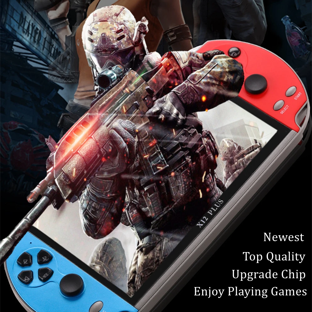 X12 Plus شاشة كبيرة 7 بوصة وحدة تحكم ألعاب محمولة 16/48 جيجا بايت شاشة عرض مسبقة 2000 ألعاب لمشغل ألعاب الفيديو 8/16/32/128 بت