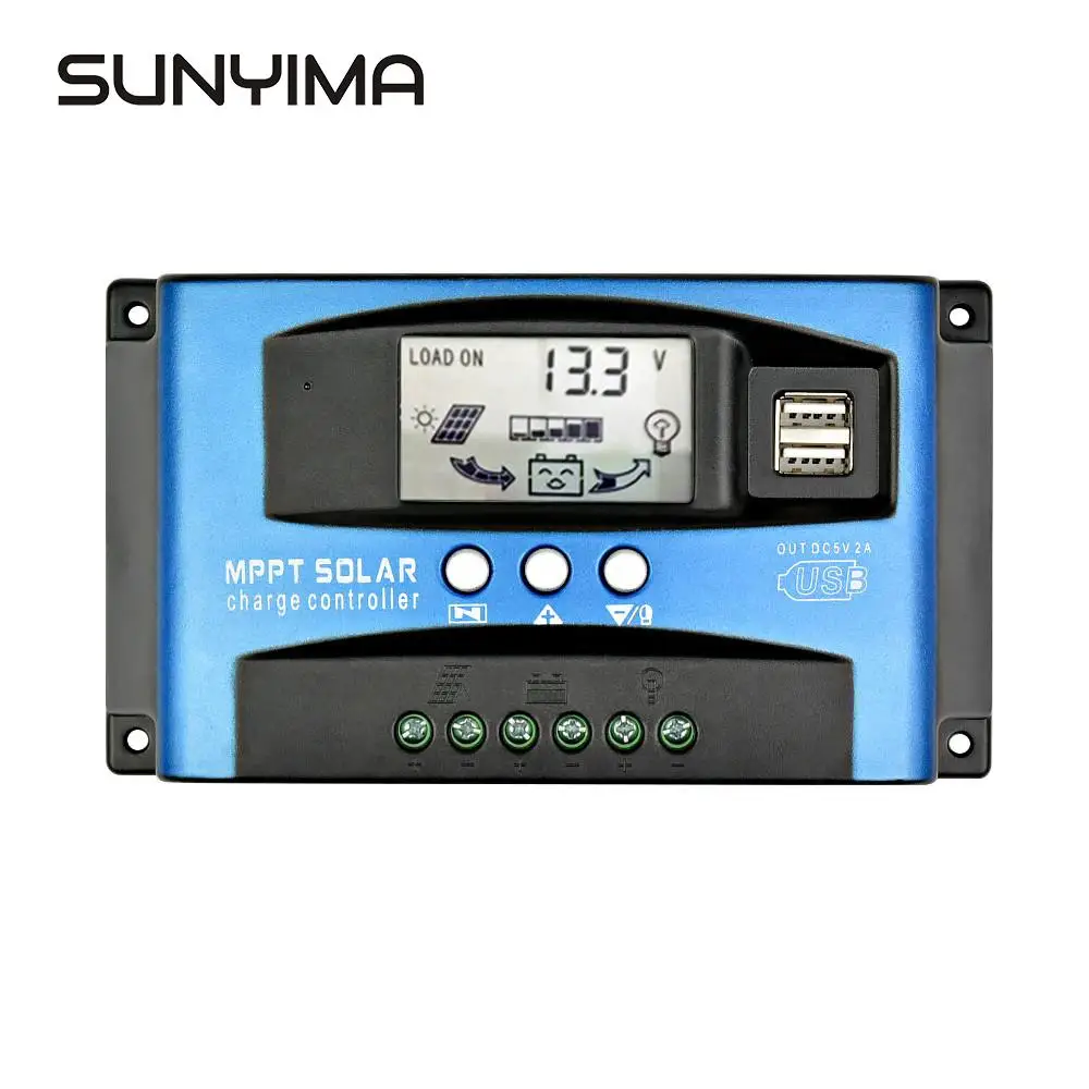 

SUNYIMA 30A/40A/50A/60A/100A MPPT Solar Charge Controller Dual USB LCD 12V 24V Solar Charge Controller Output Solar Panel PV