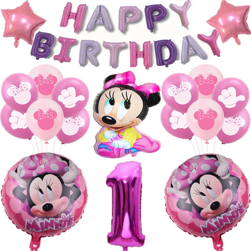 

19pcs/lot Disney Minnie Mouse 32inch Number Balloons Birthday Party Decorations Baby Shower Kids Party Minnie Balloon Air Globos