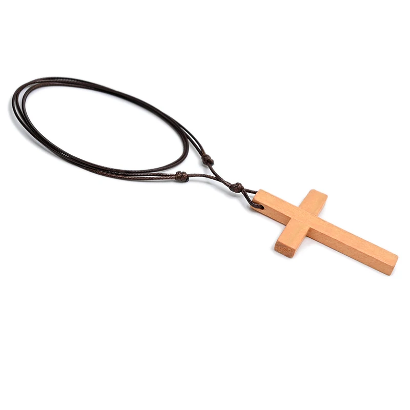 MX001 Catholic Cross necklace Jesus Christ pendant Choker Retro Jewelry style Natural wood necklace Wholesale Amulet