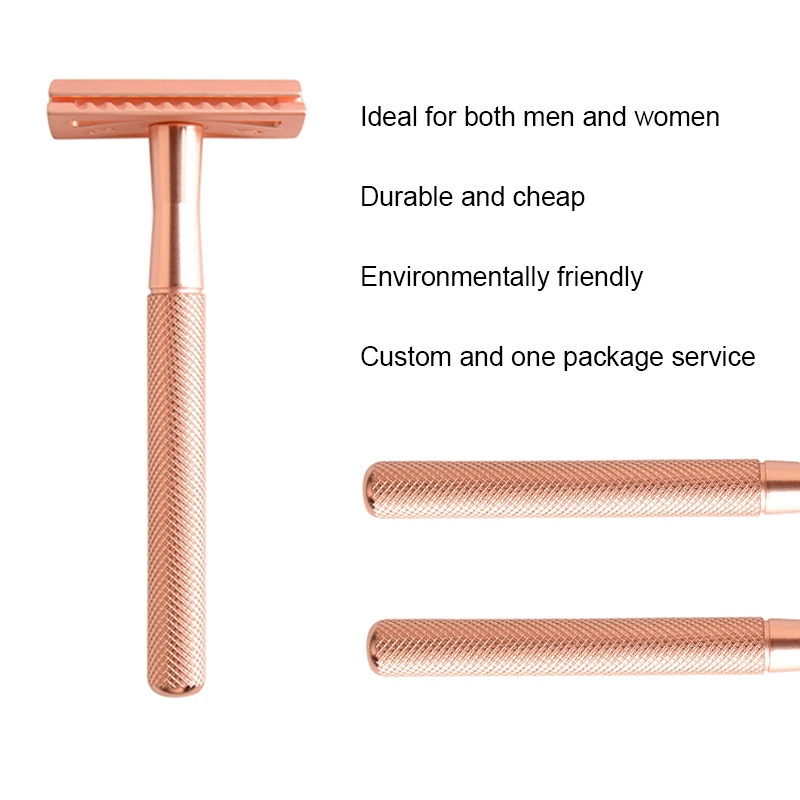 Metal Safety Razor Kinghood Stainlessl Steel Hair Cosmetics Daily Use Matte Rose Gold Double Edge Shaving Razor for women