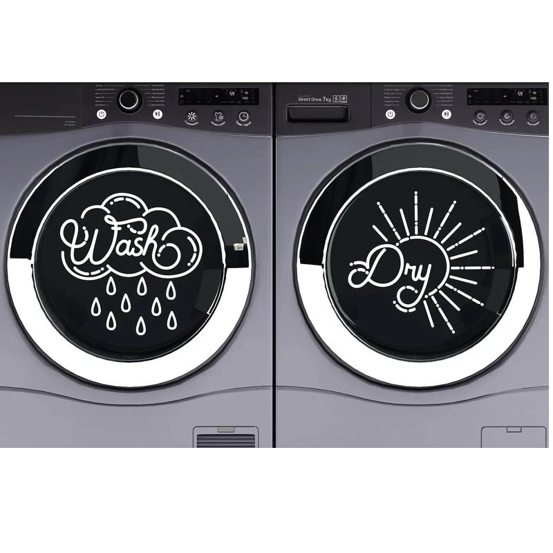 Wash Rain Cloud Dry Sun Vinyl Decal Laundry Room Decal Sticker Washer And Dryer Sticker Set Removable Waterproof Decoration