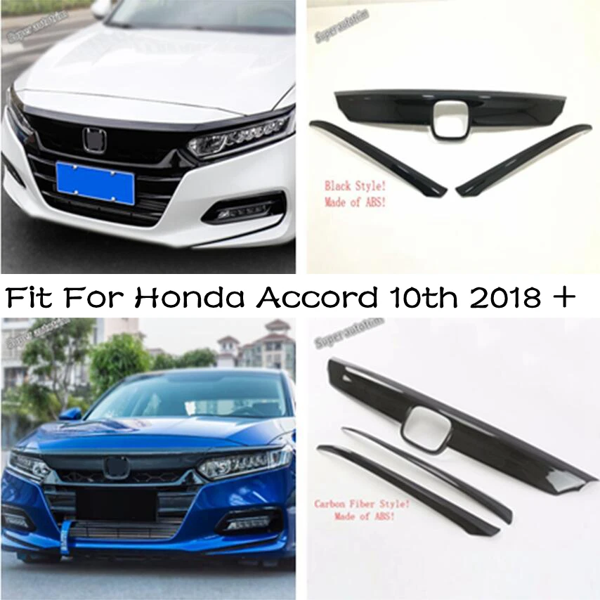 

Lapetus Front Hood Bonnet Strip Protector Plate & Head Lights Eyelid Eyebrow Cover Kit ABS Fit For Honda Accord 10th 2018 - 2021