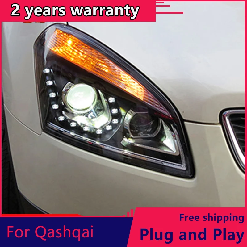 KOWELL Car Styling for Nissan Qashqai led headlight 2009-2014 New Qashqai headlights drl headlight H7 hid Bi-Xenon Lens