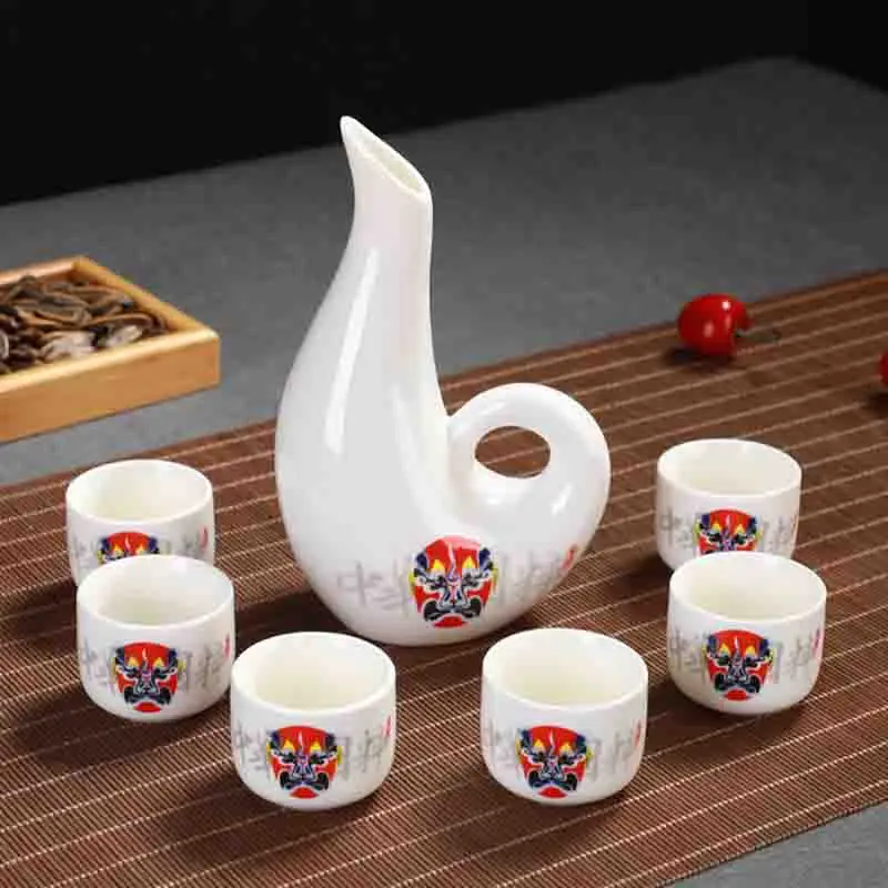 Japanese Sake Set Creative Ceramic Wine Home Insulation Wine Glass Ceramic One Pot Six Cup Sake White Wine Pot Wine Barware Set